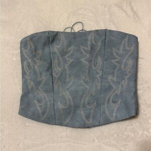 Embroidered Blue Corset Women's Top